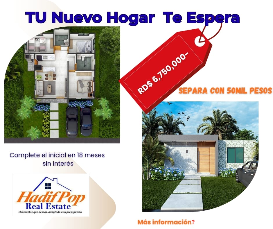 MUÑOZ, PUERTO PLATA  |  CASA + TERRENO | USD$ 100,000 | SOLO 100 unidades