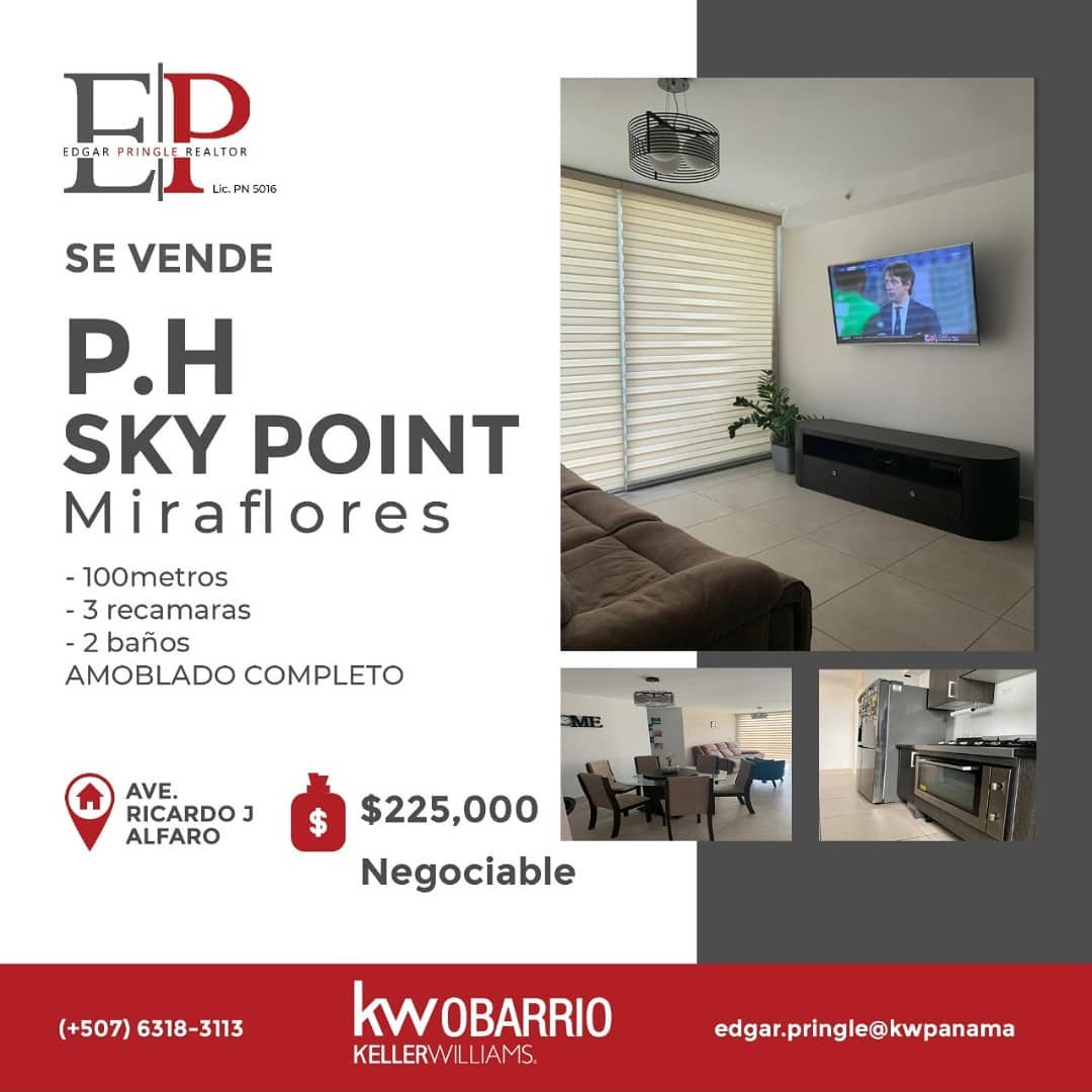 SE VENDE APARTAMENTO EN P. H SKY POINT AMOBLADO COMPLETO